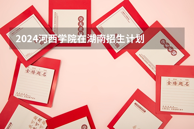 2024河西学院在湖南招生计划