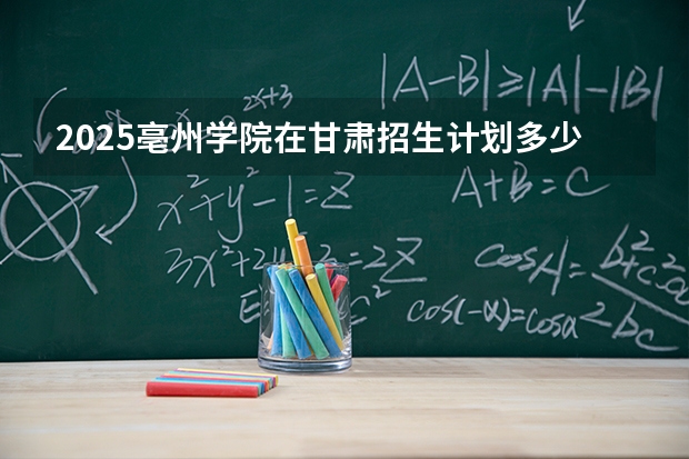 2025亳州学院在甘肃招生计划多少人